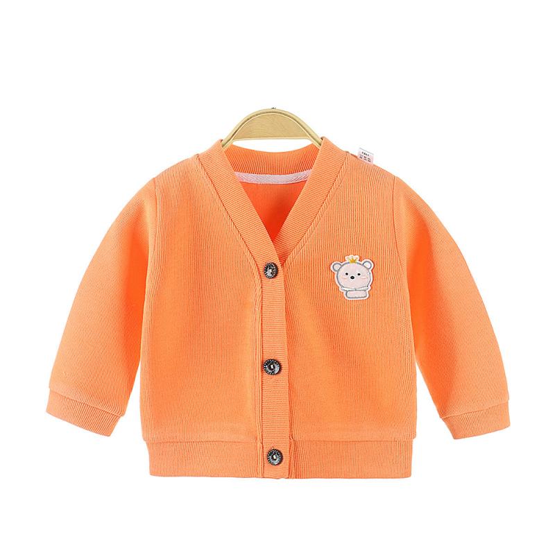 Herren Damen Baby Jacke Baumwolle V-Ausschnitt Cartoon Stoffaufkleber Einreihiger Cardigan Unterteil