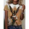 Camiseta whimsical con estampado de burro para mujer - cuello redondo informal