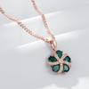 Shiny Green Natural Zircon Pendant Necklace For Women Trend  Rose Gold Color Fine Retro Bride Wedding Jewelry