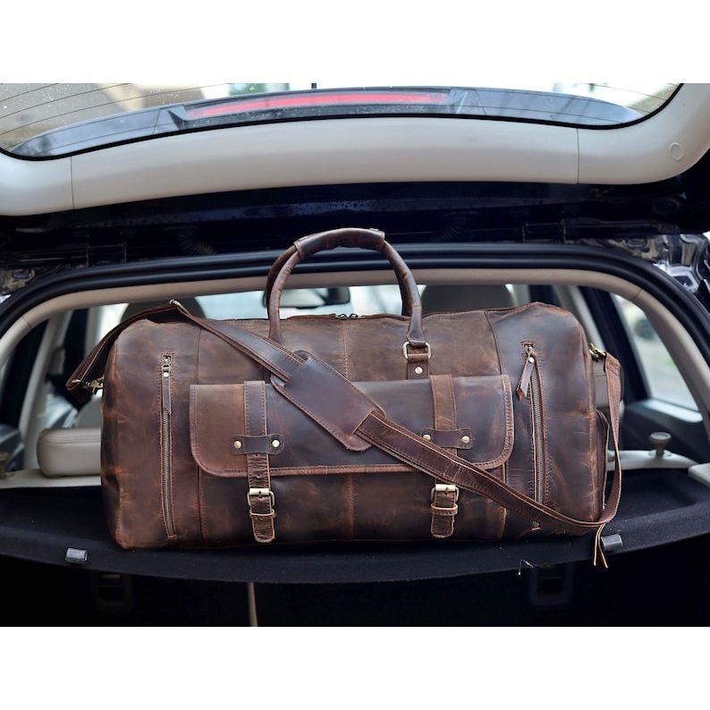 Full Grain Leather Duffle Bag/Monogrammed Genuine Leather Weekender Bag/Leather Holdall/Overnight Bag For Men/Personalized Gift For Him/Gift