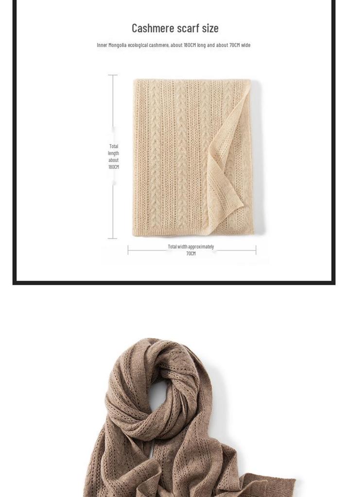 Women's Retro Cashmere Scarf - Autumn/Winter Knitted Shawl for Warmth and Style