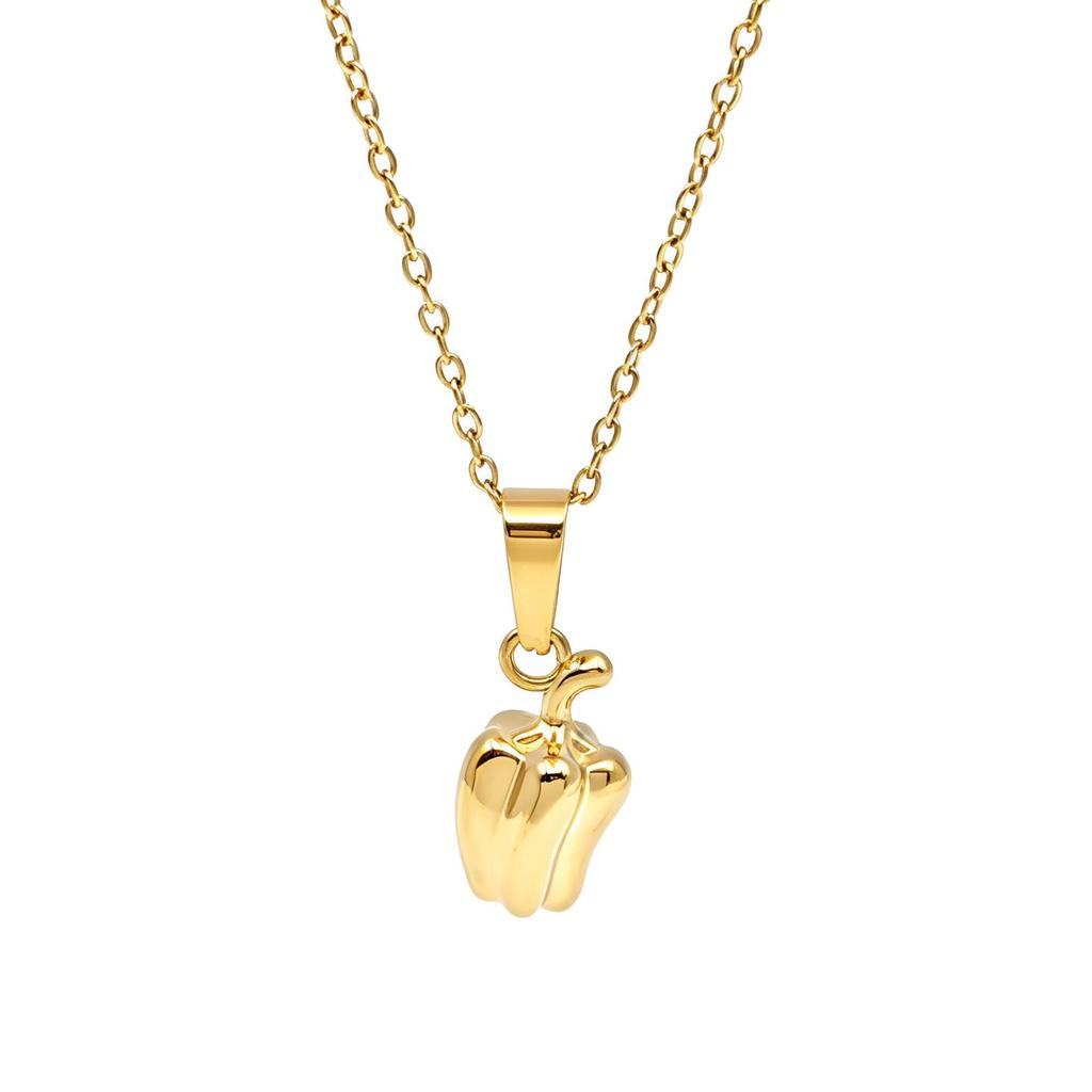 Niche Design Chili Pendant Necklace: Luxury Titanium Steel Clavicle Chain, Women's Fashion Accessory
