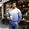 Men's Long Sleeve Raglan T-Shirt with Gradient Design for Casual Everyday Wear