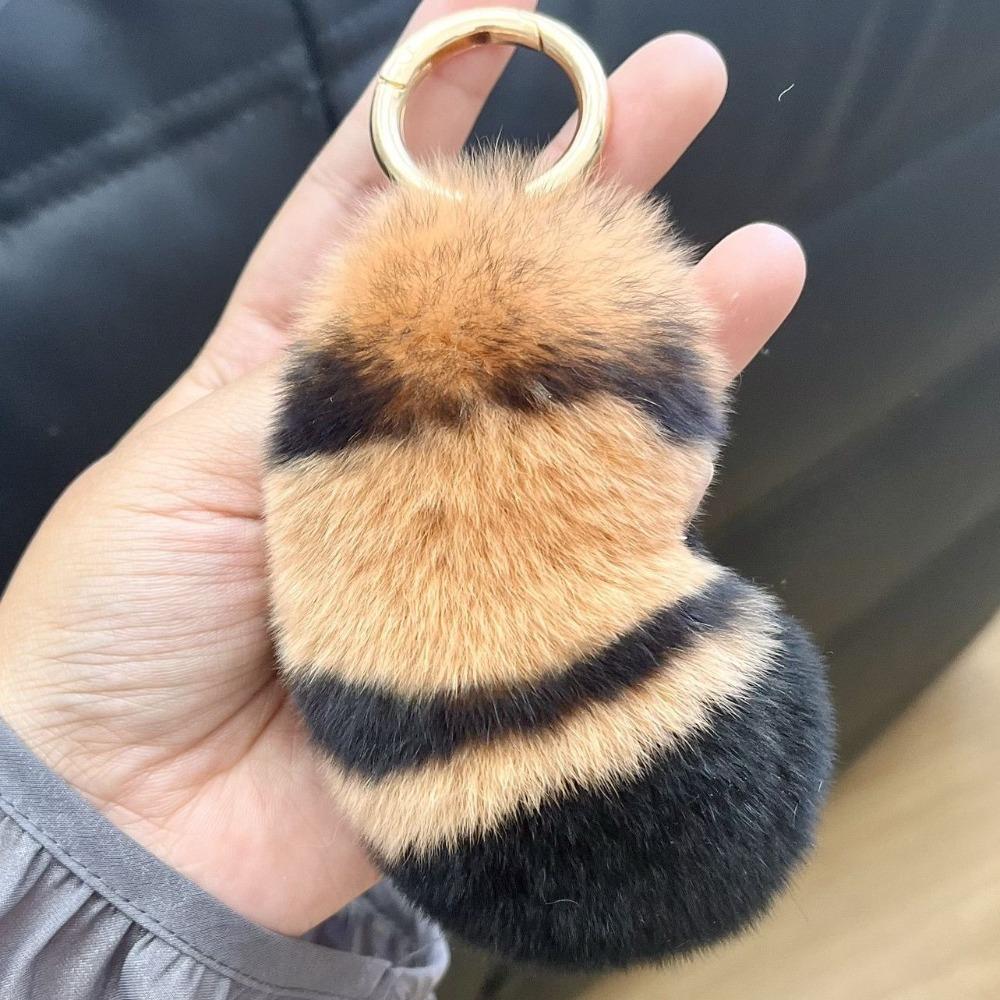 Furry Doll Tiger Tail Stuffed Keyring Stuffed Animal Plush Cat's Paw Pendant  Bag Ornaments