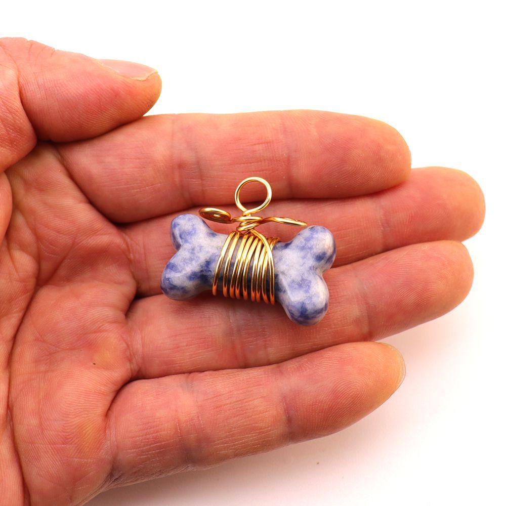 35mm Handmade Wrapped Wire Agate Amethyst Bone Necklace with Natural Crystal Stones (N729)