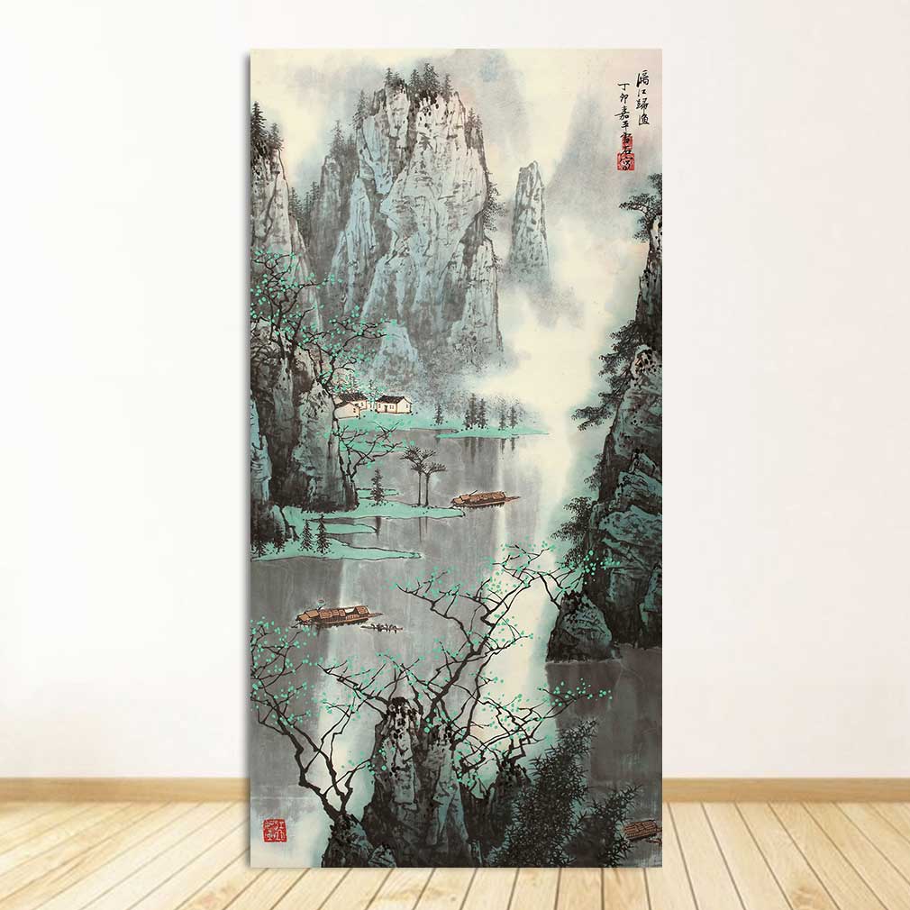 Classic Chinese Ink painting Landscapes Large Size Wall Picture For Living Room Home Decor-7 Huge Size Canvas Print Painting,