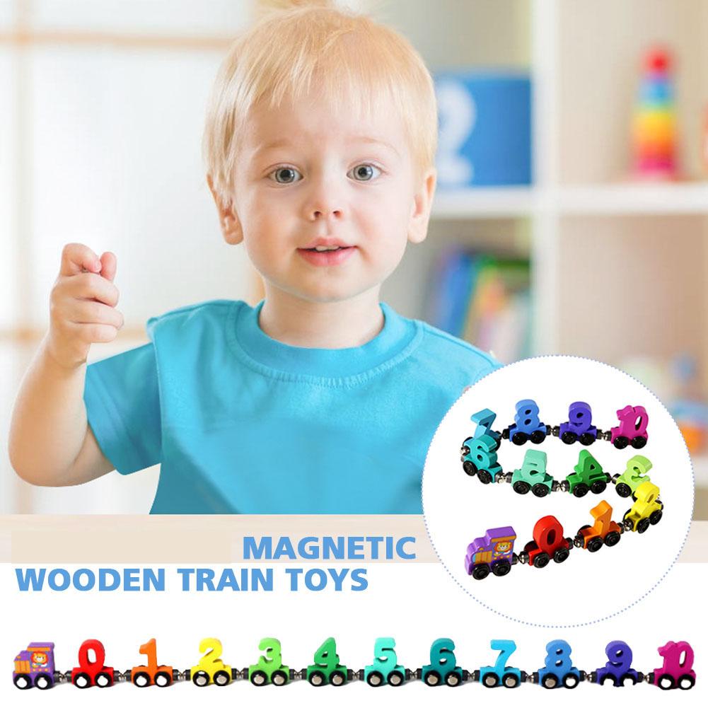 Wooden Magnetic Number Train Set For Kids Early Learning For Toddlers Counting Building Educati Q9L9