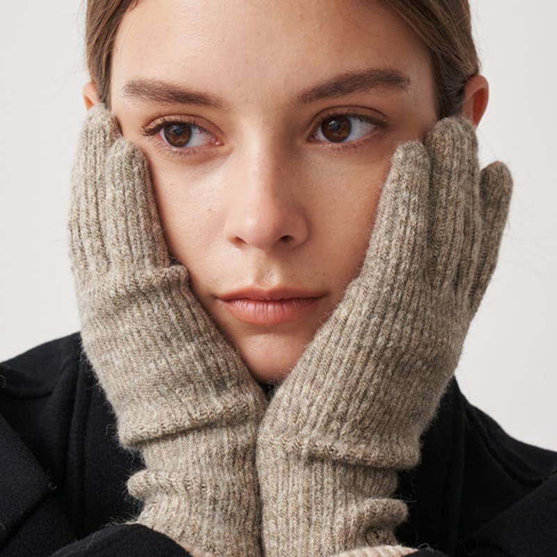 RECLOW KNIT LOGO GLOVE OATMEAL