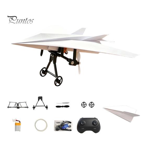 RC Plane with Dual Propellers Remote Control Paper Airplane Kit, DIY Electric Gyro Kit Stabilizer, Propellers, Lightweight Glider Assembly Toy