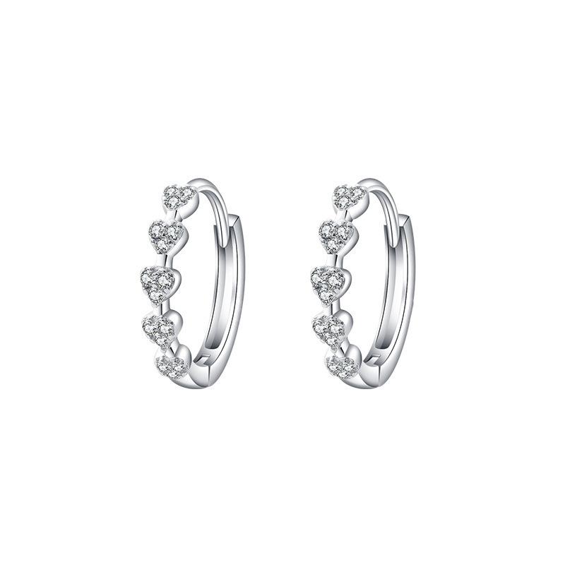 

Simple Heart Hoop Earrings for Women Girls Temperament Wedding Silver Color Earrings Shiny Zircon Jewelry Accessories