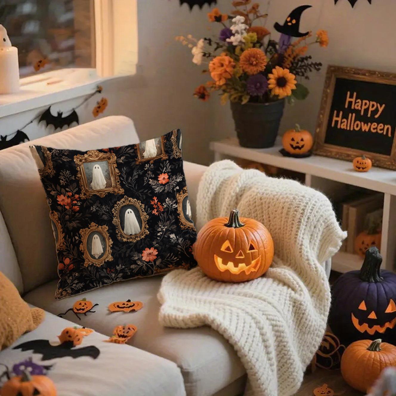 Хэллоуин Тыква и Привидение НаволочкиПодходят для дивана машины спальни декоративная наволочка на подушку 16x16Inch