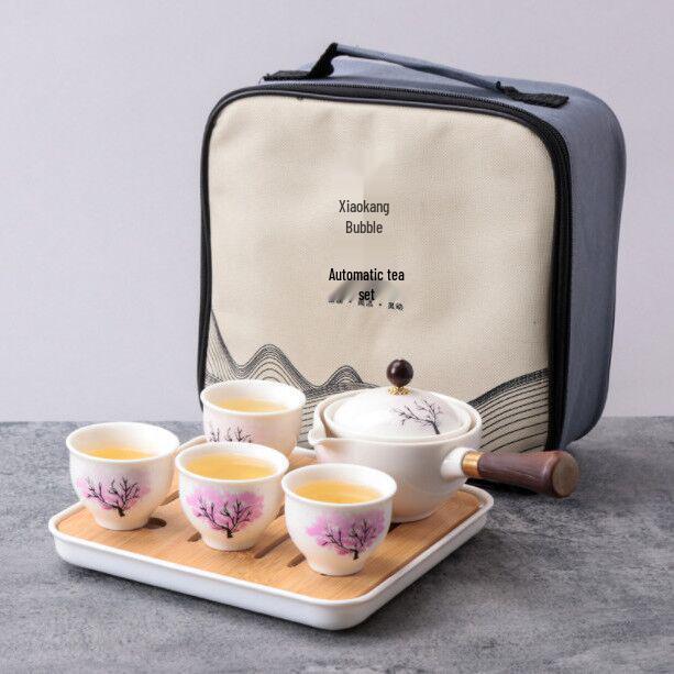 Portable Ceramic Travel Tea Set with Automatic Kung Fu Tea Maker - Business Gift
