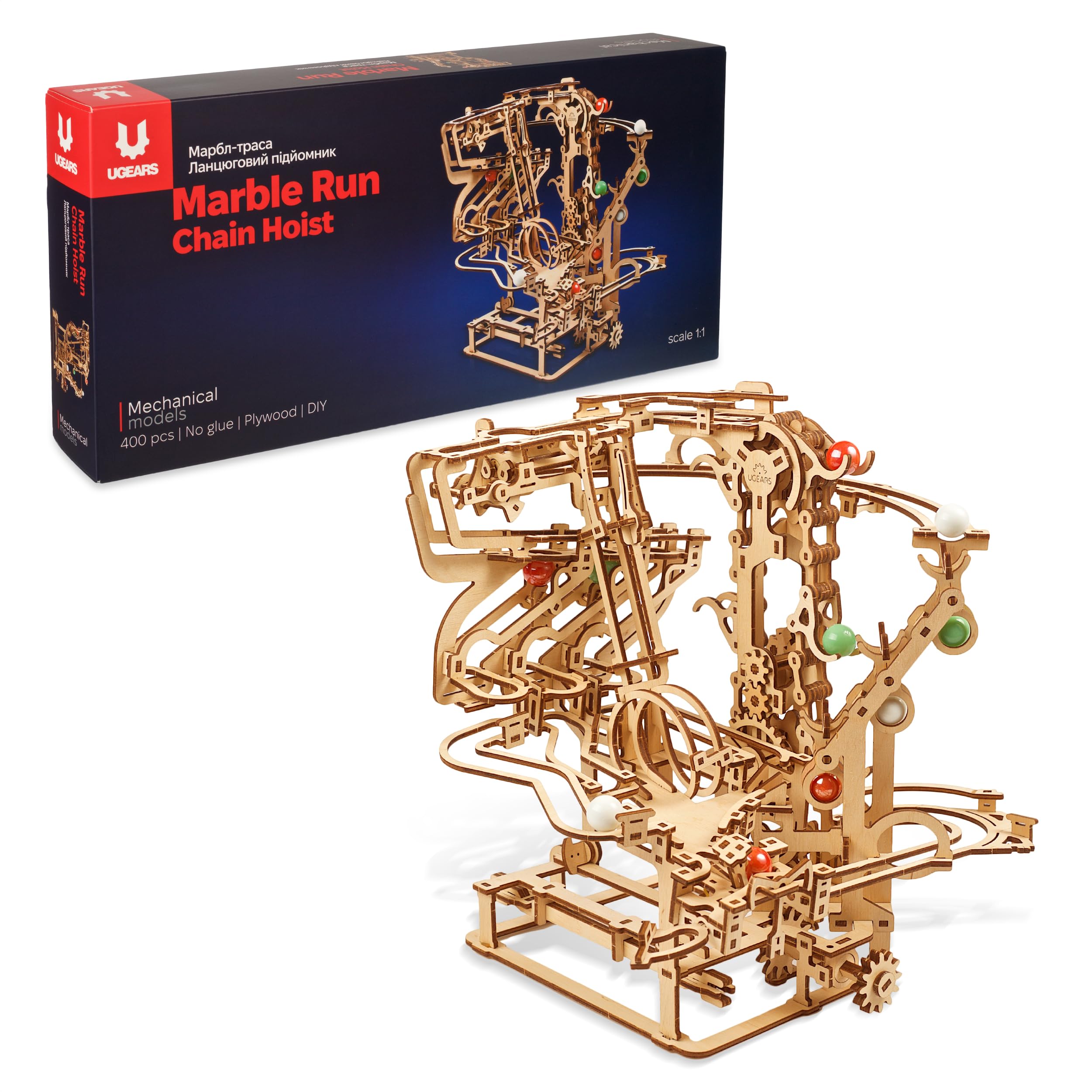 

Ugears Marble Run Chain Hoist 70156 Wooden Puzzle Craft Model No Glue or Tools Required Adults and Children