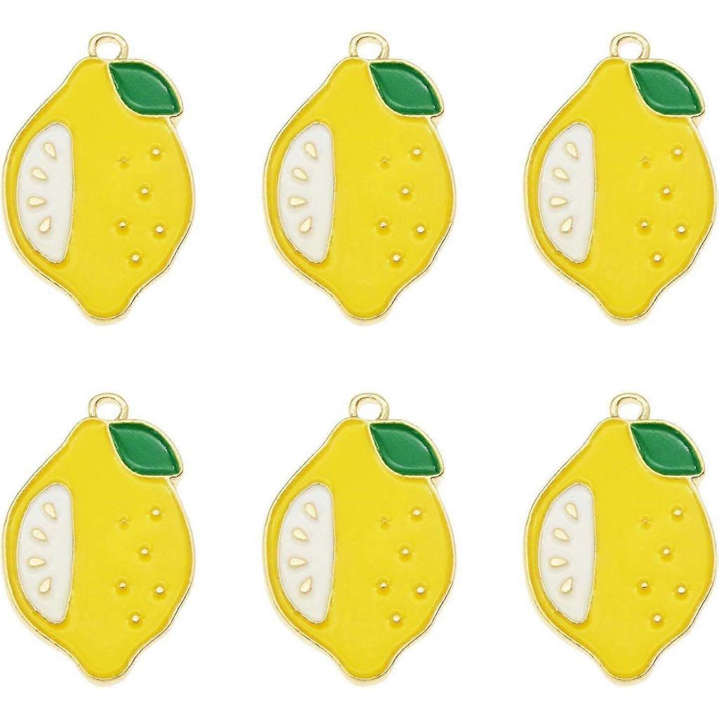 SeraphinaT 20PCS 25x16mm Enamel Yellow Lemon Charms Fruit Dangle Pendant Jewelry