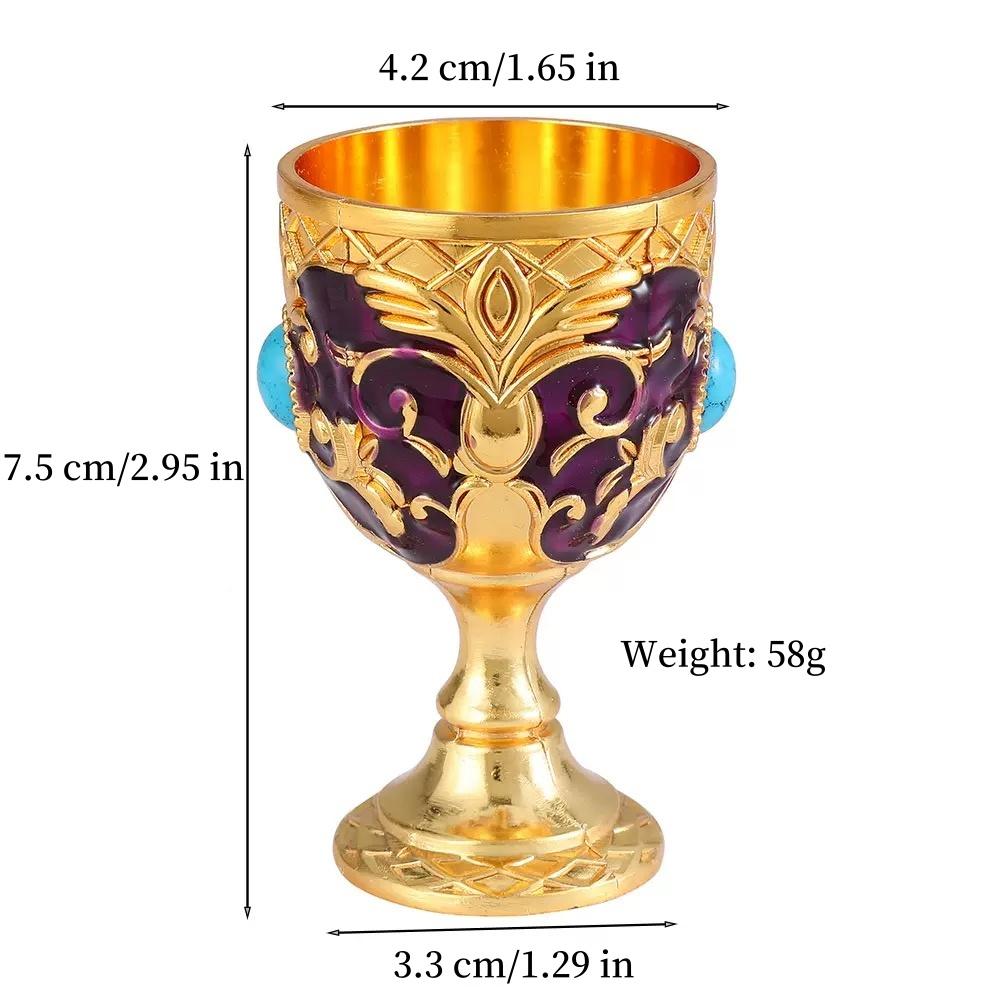 Vintage Shot Glass, Alloy Portable Light Luxury Relief Carved Goblet, European Mini Vodka Tumbler, Home Table Decoration, 1pcs