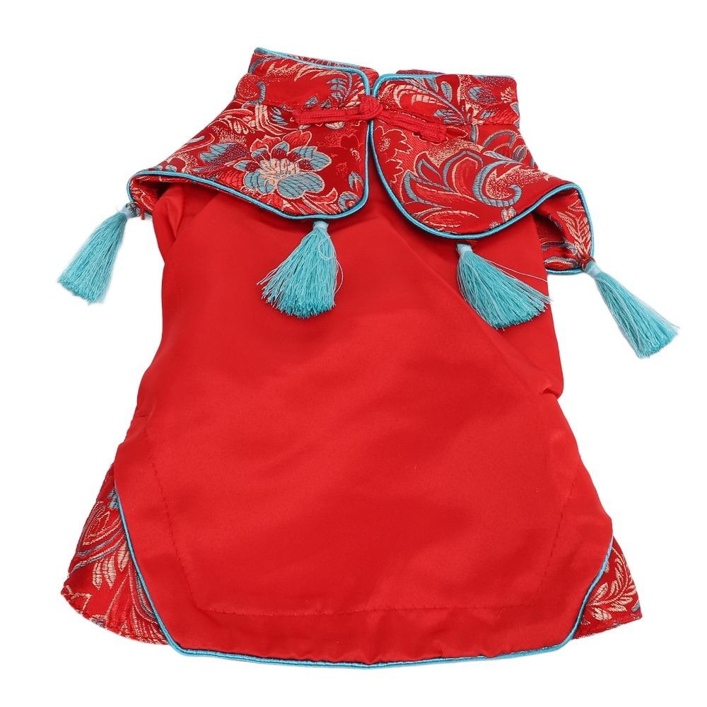 Soft Fabric Dog Cheongsam Floral Print Pet Qipao Dress Traditional Dog Outfit Daily Wear