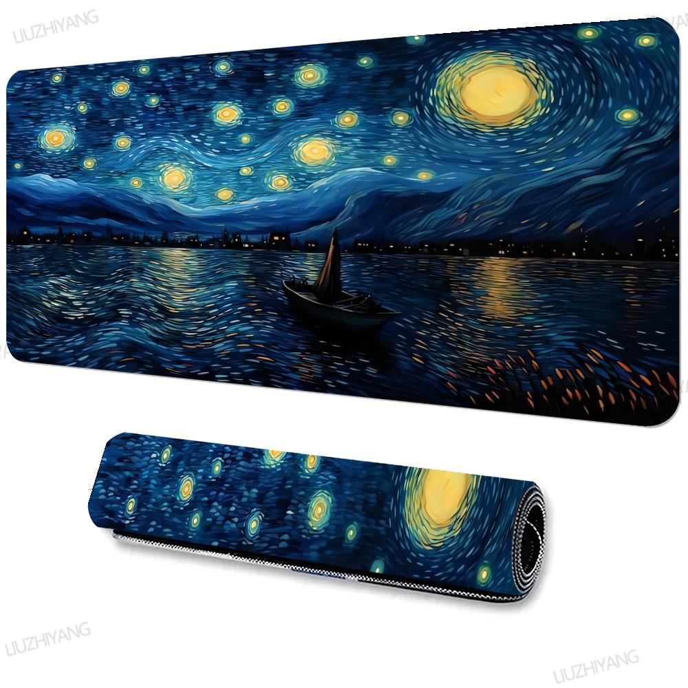 

Коврик для мыши Ван Гог Звездная ночь Большой игровой коврик для мыши XXL Коврик для клавиатуры Офисный коврик для стола Нескользящий коврик для мыши Длинный коврик для стола 30x60x0.3cm