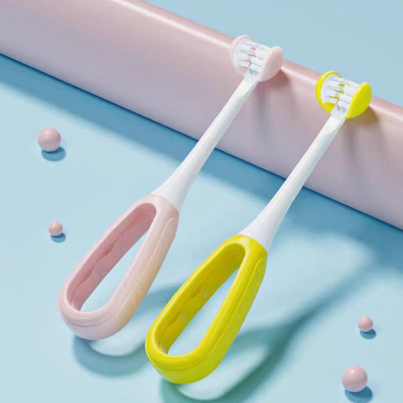 

Зубная щетка C-типа 3D Nano из силикона с мягкой щетиной для детей, очищение и защита десен, трехсторонняя зубная щетка