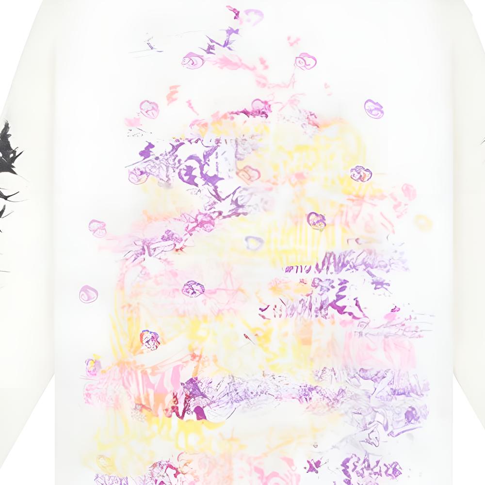 We11done FW23 Cracked Letter Logo Printed Long Sleeve T-Shirt Unisex Tops White WD-TT3-23-756-U-WH