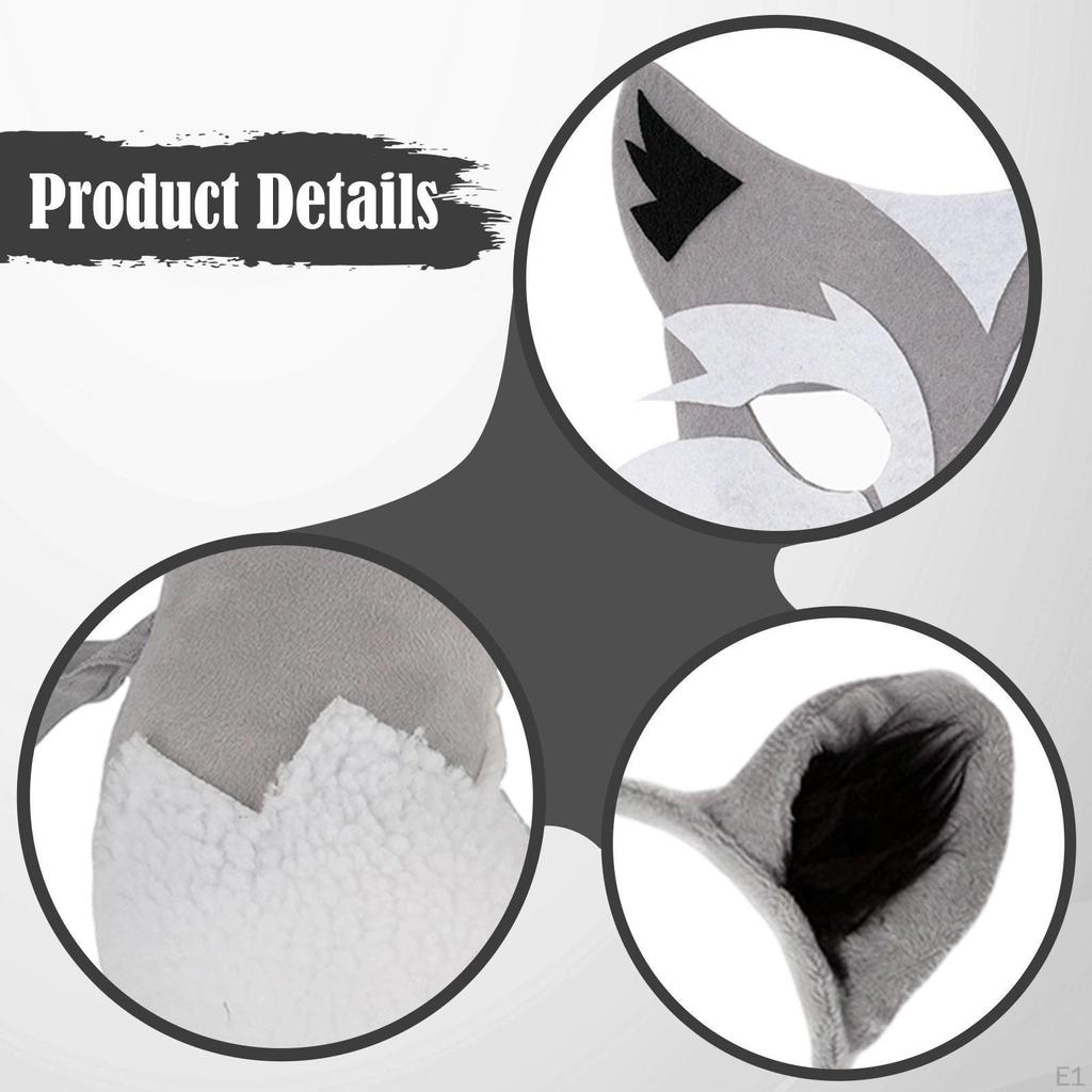 Kinder Wolf Stirnband Schwanz Set, Leichtgewicht, Ohren für Halloween