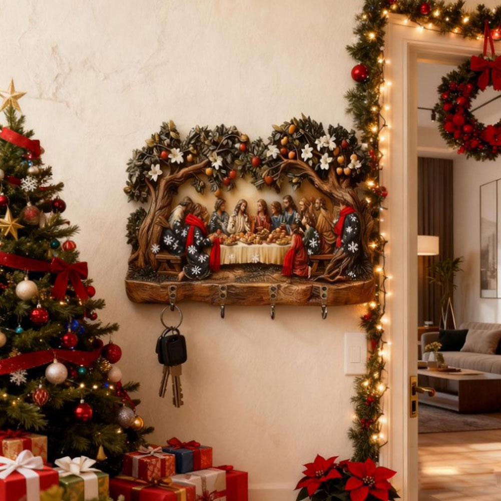 Wooden Wall Keychain Hanging Classic Wooden Nativity Shared Holder Keychain Ornament Key Up Movie Keychains Hooks Scene Han T9O6