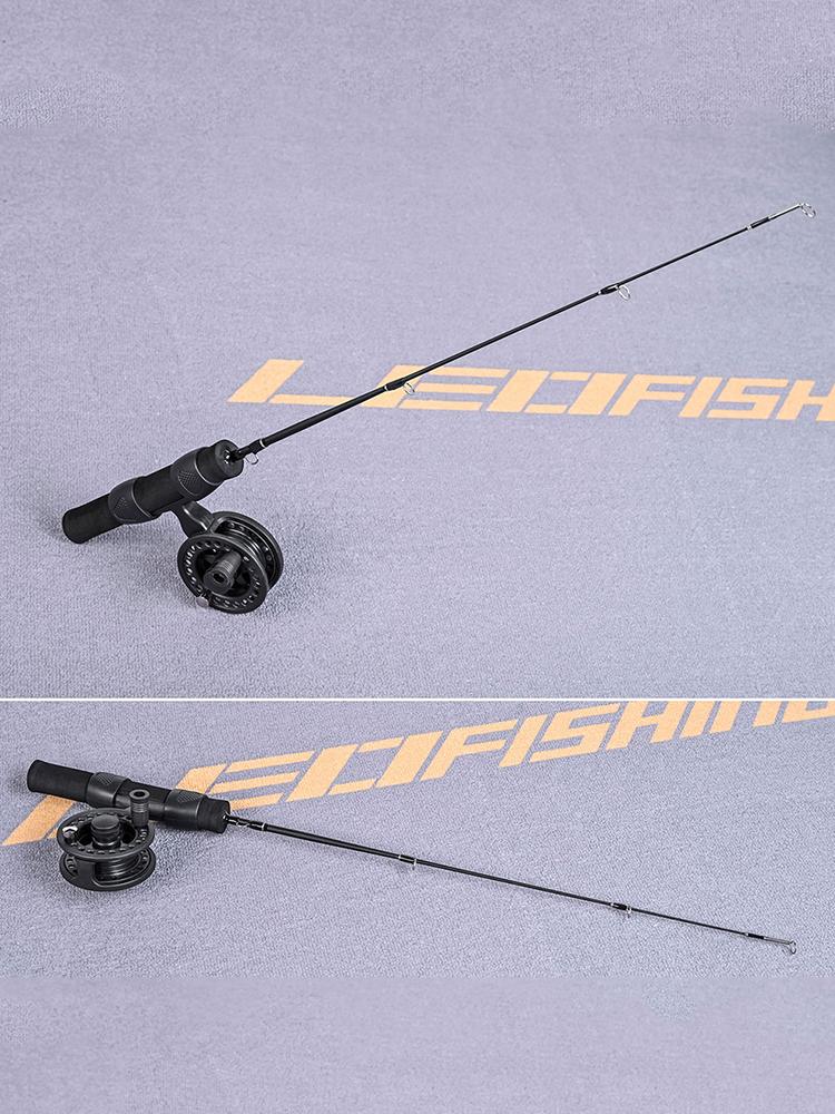 LEO 51cm Winter Fishing Rod Fiberglass Fishing Pole with Reel Portable Ultra-short Antiskid Grip Tackle Pesca Fisherman Gear