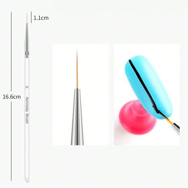 Nail Art Liner Brushes, Gel Polish Painting Art Design Pen Set Striping Brushes For Thin Long Lines Fine DrawingDelicate Coloring Sizes 7/9/11mm