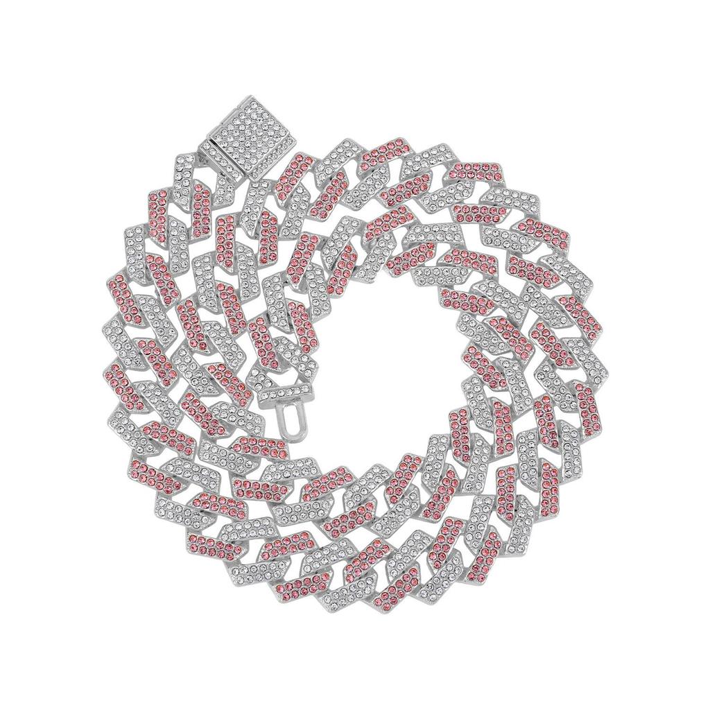 Men's Two-Tone 15mm Cuban Necklace with Flip Clasp and Full Diamond Accents