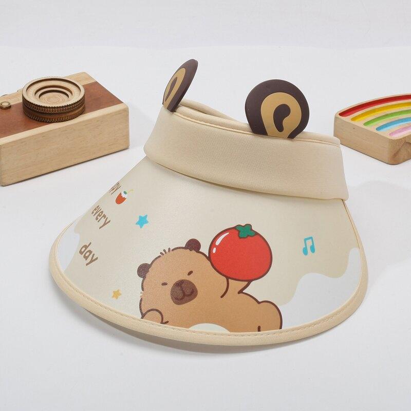 

1Pc Cute Cartoon Capybara Summer Children Sunscreen Visor Empty Top Hat Beach Outdoor Folding Sunhats Kids Hats For Boy Girl