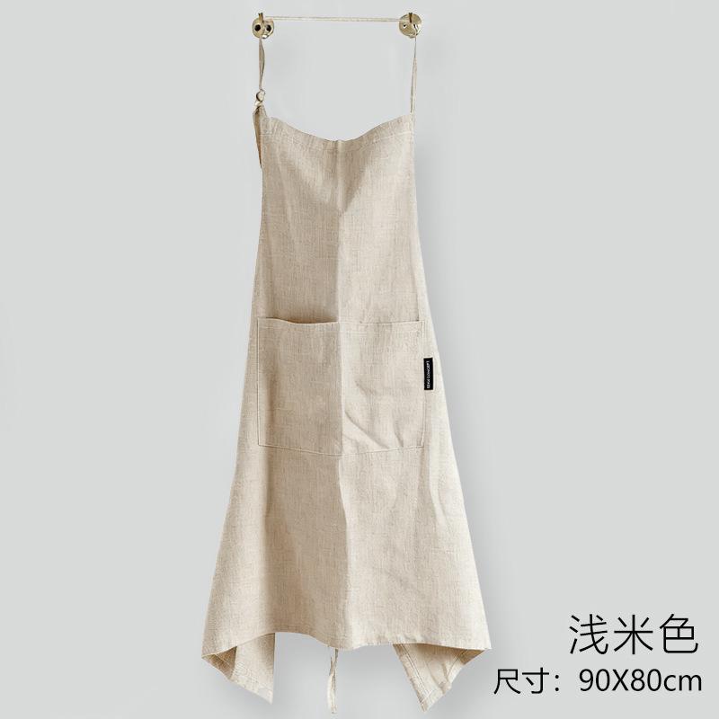 

Linen apron comfortable breathable suspenders studio home kitchen coffee shop overalls светло-бежевый