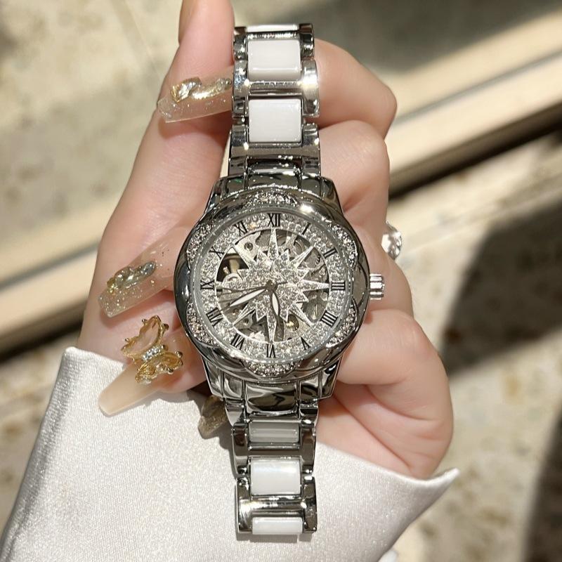 Ladies Watch Women'S Ceramic Automatic Movement Quartz Watch Fashion Waterproof Watch