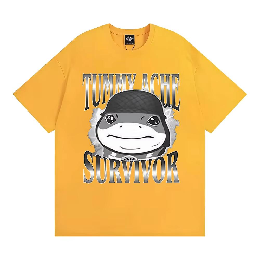 Funn Tummy Ache Survivor Jeff The Land Shark Helmet Meme T Shirts Men Women Fashion Humor Vintage Short Sleeve Oversized Tshirt