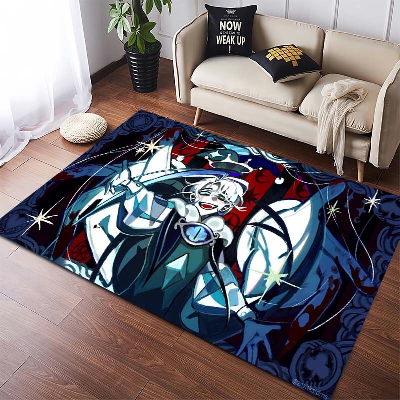 Mystical Blue Eye & Wizard Area Rug, Galaxy Fantasy Design Non-Slip Floor Mat