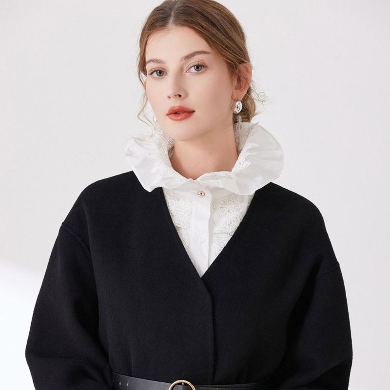 Elegant Ruffle Lace Detachable Collar False Collar Decorative Shawl Half Shiirt Fashion Neck Accessory For Office Women