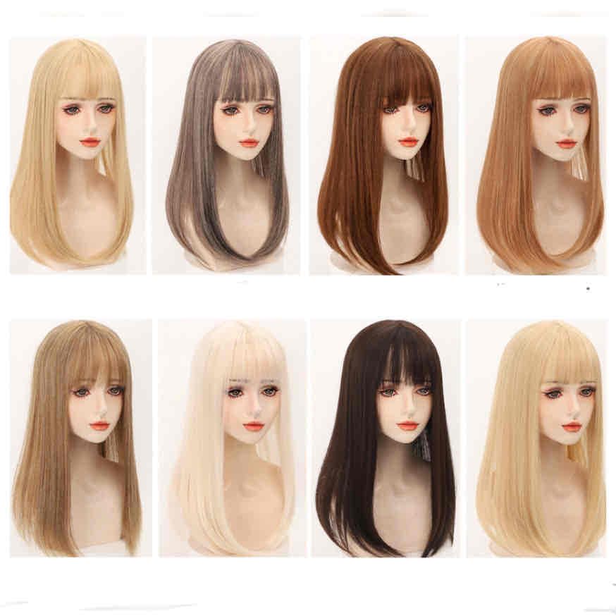Wig Terrace Premium Heat-Resistant Synthetic Hairpiece, Partial Wig with Bangs, Whorl Wig, Semi-Long, Women's Wig, Foreign Style, Hair Extensions for