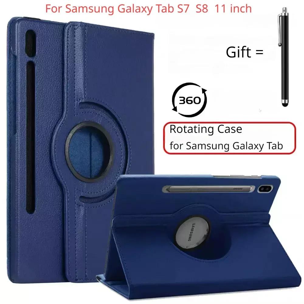 

Вращающийся на 360 градусов чехол для Samsung Galaxy Tab S7 S8 11 S9 T870 X710 Чехол для планшета Tab S5e A8 10.5 X200 A9+plus A7 Lite8.7 S6 10.4 Чехол Tab A T290 T295 8.0 фиолетовый