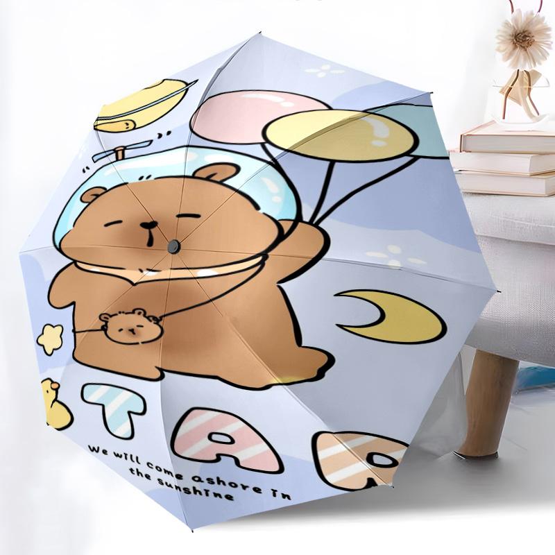 Space Bear Dreams Folding umbrella 8 paraphenoid bones Portable Sun umbrella Umbrella Three folds
