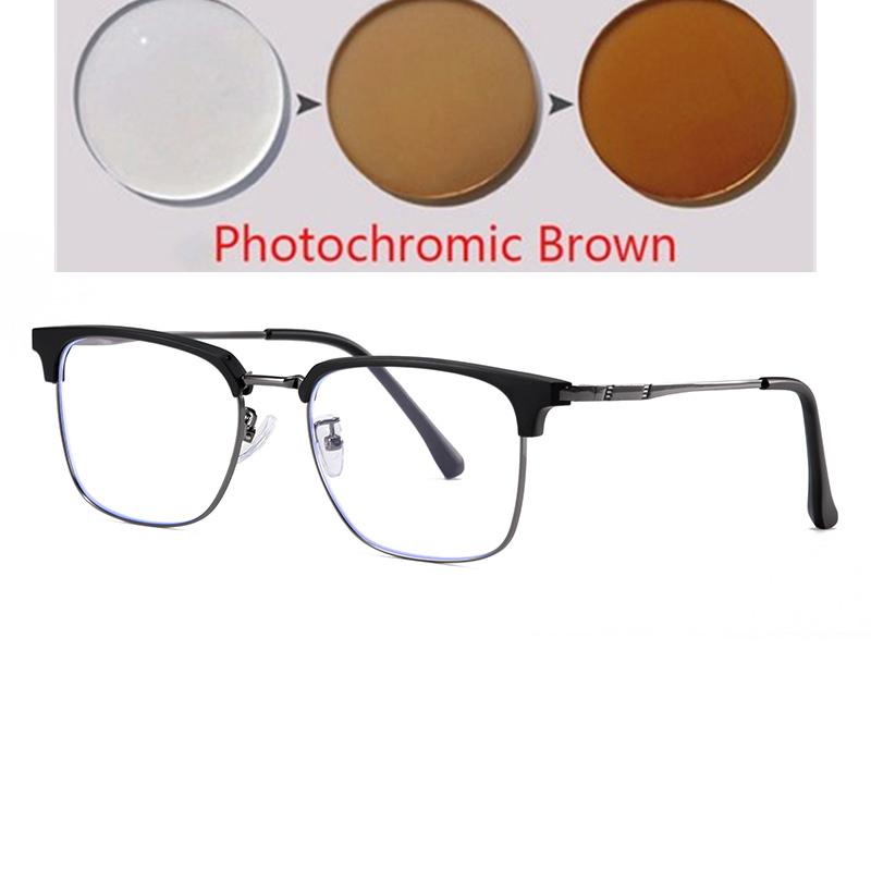 Prescription 0 -0.5 -0.75 To -6.0 Half Frame Square Nearsighted Glasses For Men Retro Anti Blue Rays Myopes Lunettes Male
