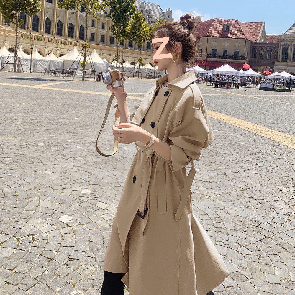 Women's Mid-Length Korean-Style Loose Trench Coat - British Design, Spring & Autumn 2025 Trend