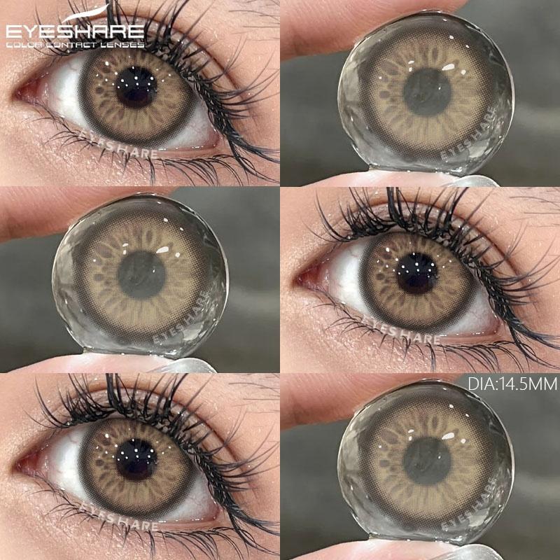 1 Pair Colored Contact Lenses for Eyes Black Big Lens Gray Pupils Lenses Brown Lenses Fashion Eye Contacts Yearly
