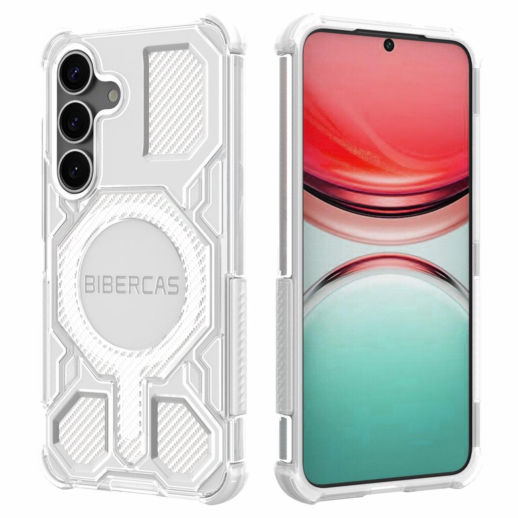 BIBERCAS J-16 Transparent Series For Samsung Galaxy S25+ Case Compatible with MagSafe TPU+PC Phone Cover