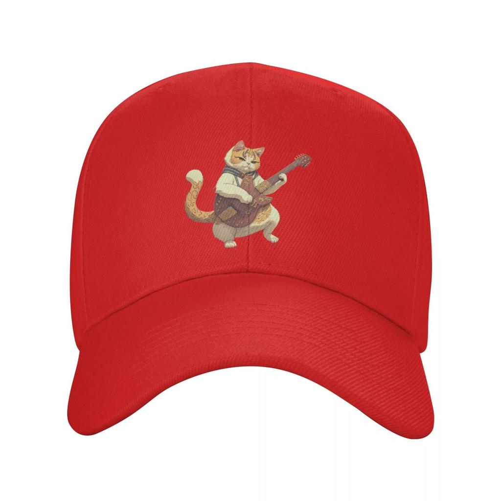 Gato Rockeiro Tocando Guitarra Desenho Animado Gato Guitarrista Bonés de Beisebol Snapback Homens Mulheres Chapéu Chapéu Ajustável Streetwear Boné de Beisebol Casquette