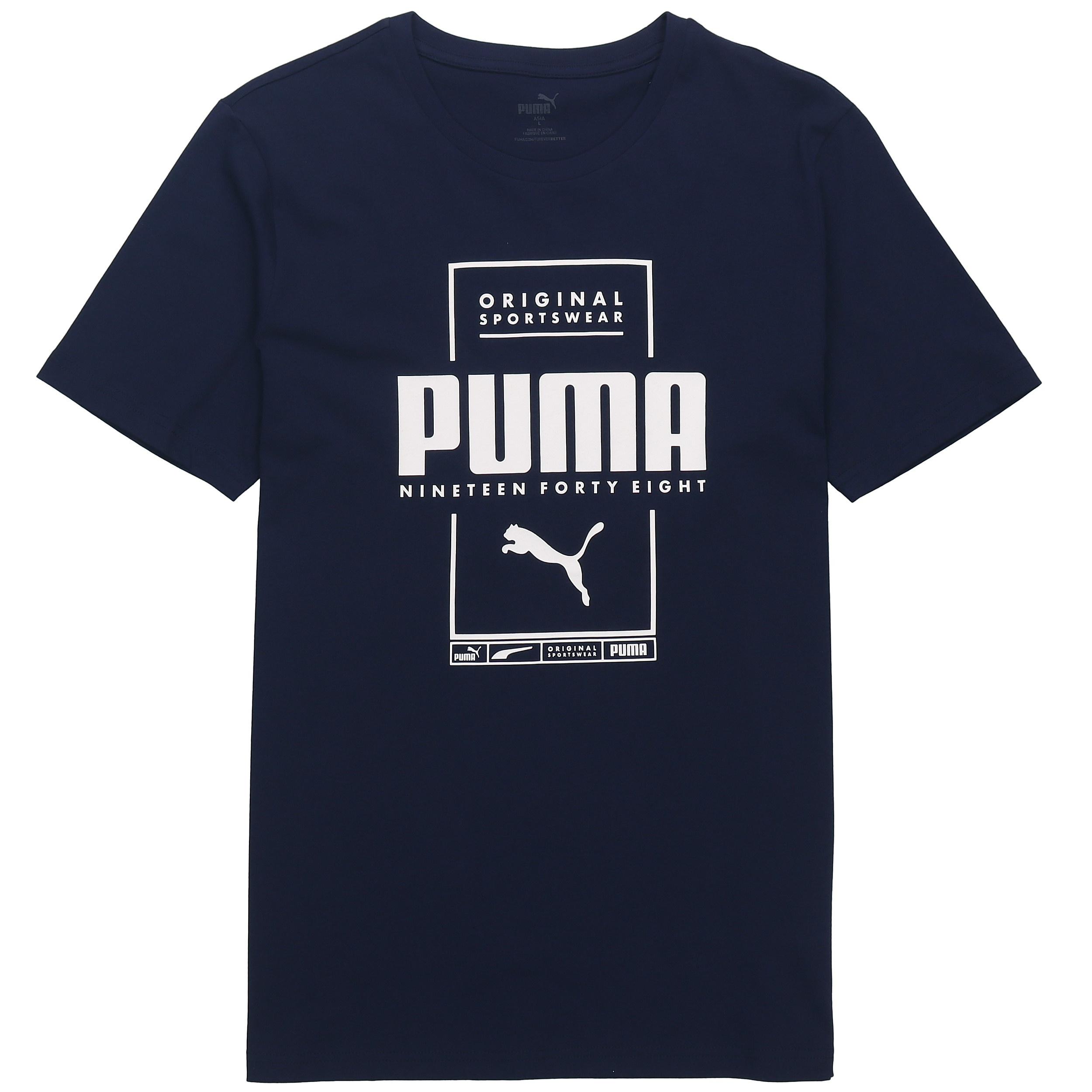 PUMA Casual Sports Printing Round Neck Short Sleeve Blue Men s 586586-06 M