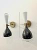 Mid Century Brass Diabolo Wall Sconce Pair: Italian Bedside Lamp