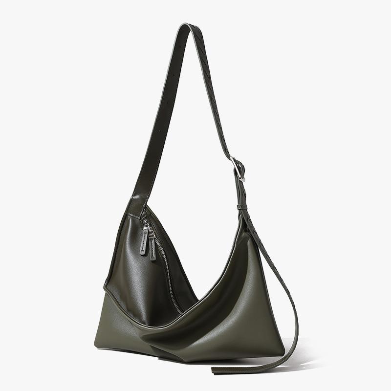 

Нишевая сумка-подмышка из коровьей кожи, женская сумка из натуральной кожи, сумка-мессенджер, ощущение высокого класса, простая вместительная сумка-тоут для通勤. темно-зеленого