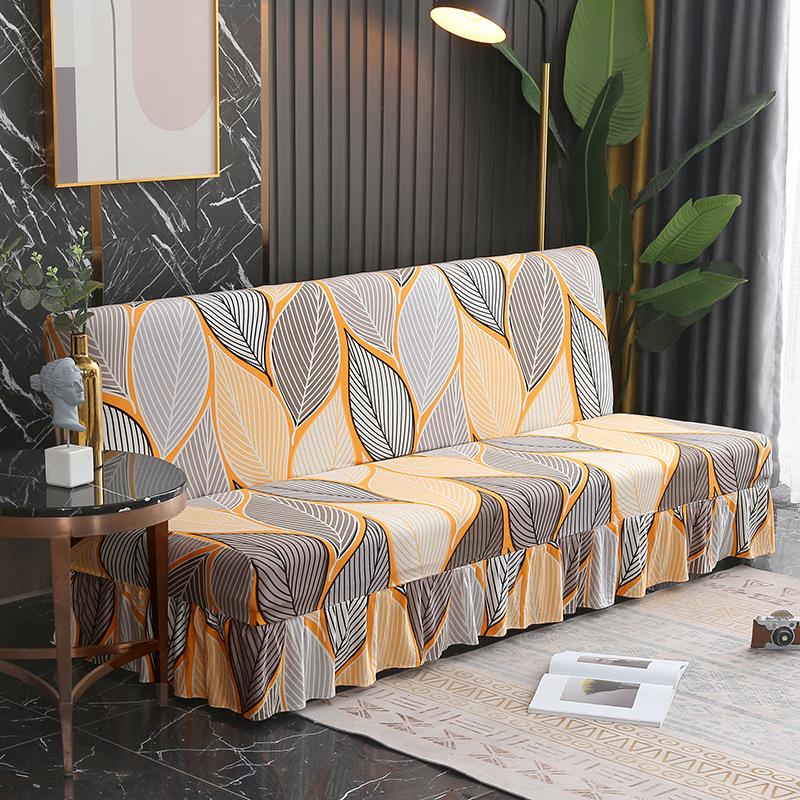 

Elastic Sofa Bed Cover Full Coverage Easy Foldable Sofa Slipcover With Skirt Sofa Cover For Protection And Style 120-150cm жовтий