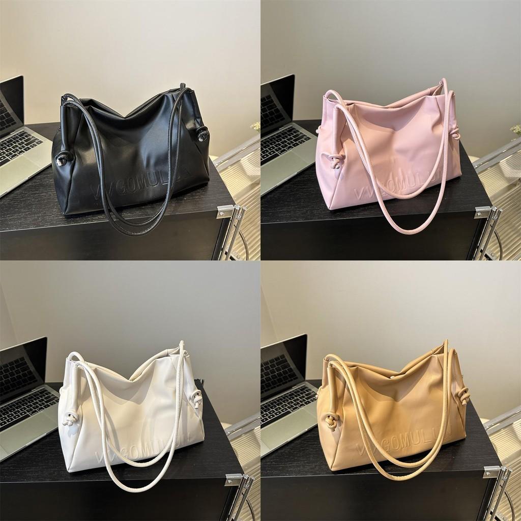 Stylish Pu Tote Bag For Women With Chic Design Soft Leather Shoulder Bag In Black Pink White Khaki