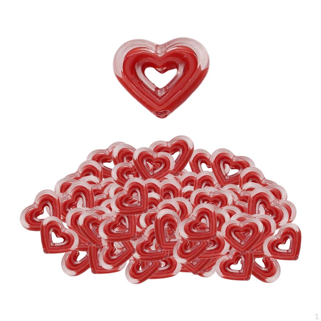 80 Acrylic Heart Beads for Craft Projects, Loose Spacer Jewelry