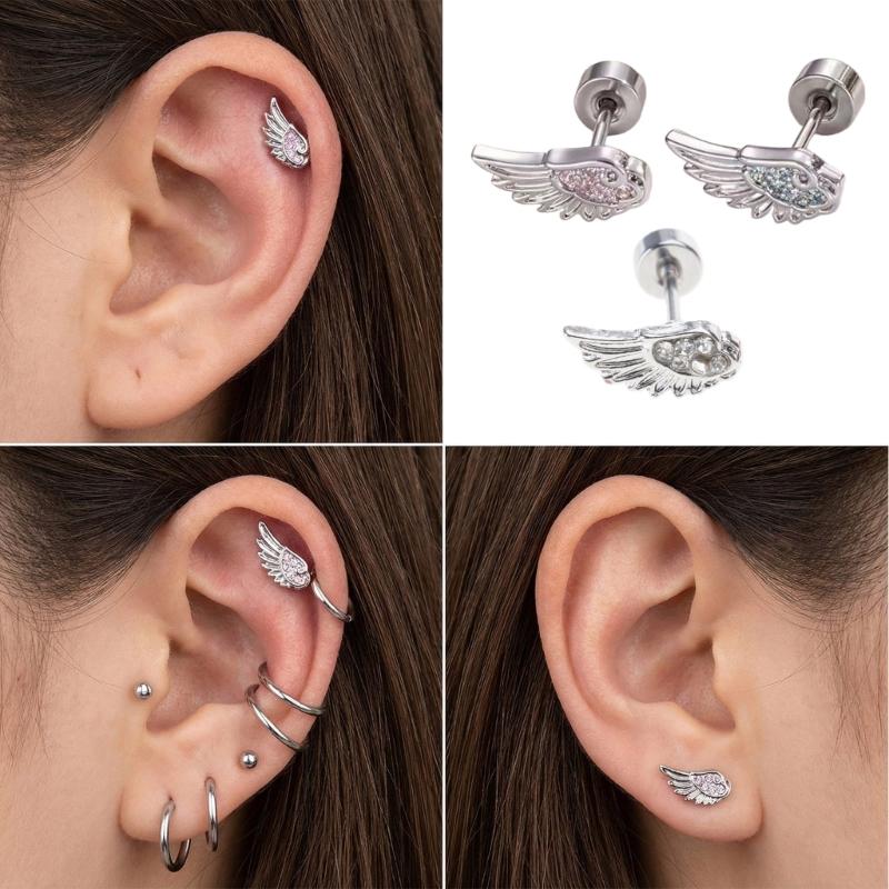 Alloy Wing Ear Studs Portable Comfortable for Sensitive Ears Fashion Jewelry Pieces