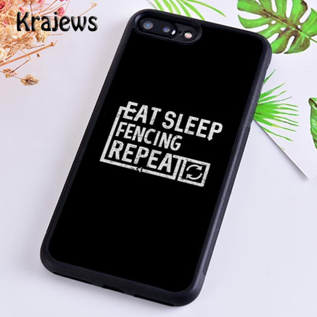 Krajews Eat Sleep Fencing Heartbeat Phone Case Cover For iPhone 17 Air 16 15 14 Plus 11 12 13 Pro Max Coque Fundas